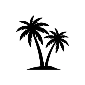 Simple Silhouette Tropical Palm Tree Graphic Illustration