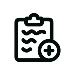 Simple Outline Clipboard with Plus Symbol for Add New Task Icon