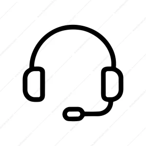 Minimalist Line Style Headphone Headset Communication Device Icon