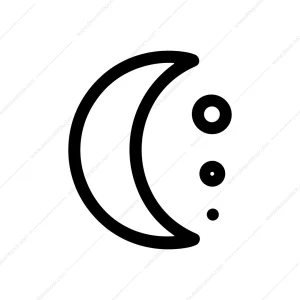 Minimalist Outline Moon with Three Stars Icon Symbol