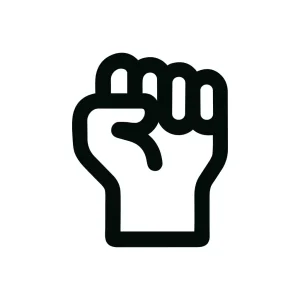 Minimalist Outline Raised Fist Hand Gesture Symbol Icon