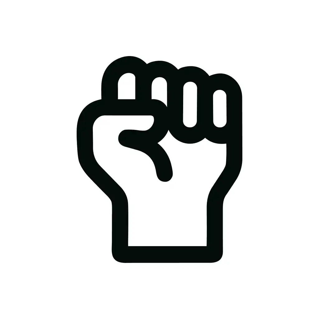 Minimalist Outline Raised Fist Hand Gesture Symbol Icon