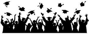 Silhouette Graduation Crowd Celebration Throwing Caps Education Event