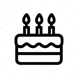 Outline Simple Birthday Cake Three Candles Celebration Icon