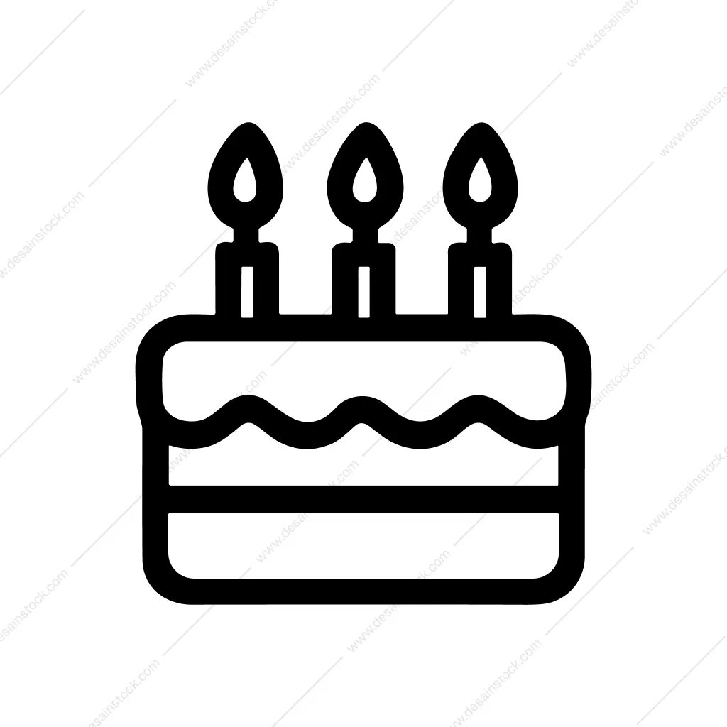Outline Simple Birthday Cake Three Candles Celebration Icon