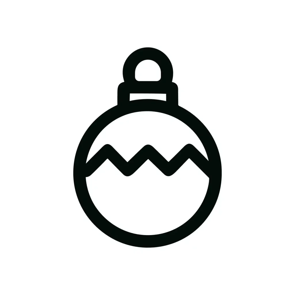 Simple Outline Christmas Bauble Decoration Ornament Icon Shape
