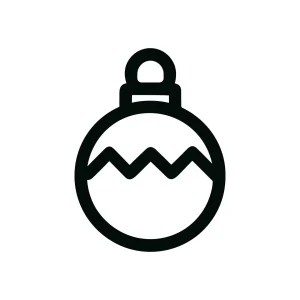 Simple Outline Christmas Bauble Decoration Ornament Icon Shape