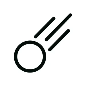 Minimalist Outline Falling Comet Fireball Sign Icon
