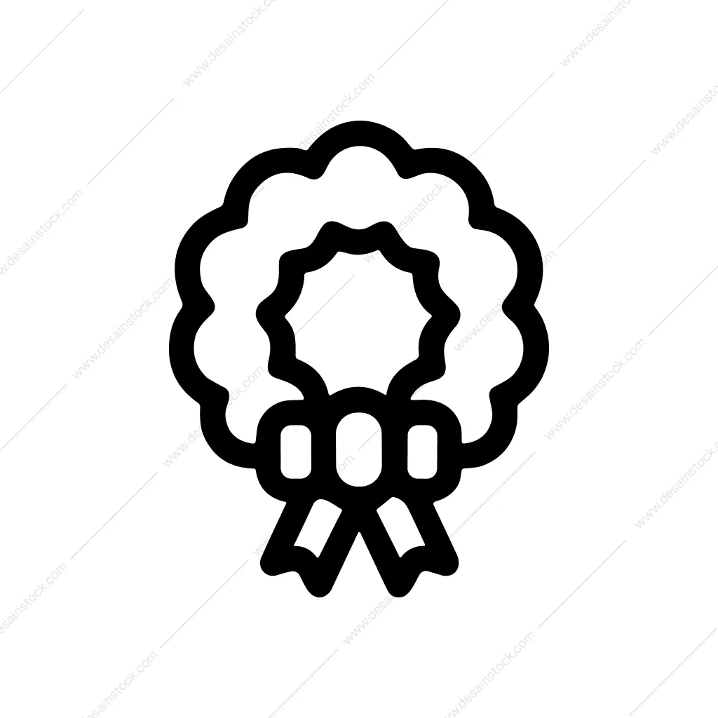 Outline Decorative Christmas Wreath Decoration Shape Line Icon