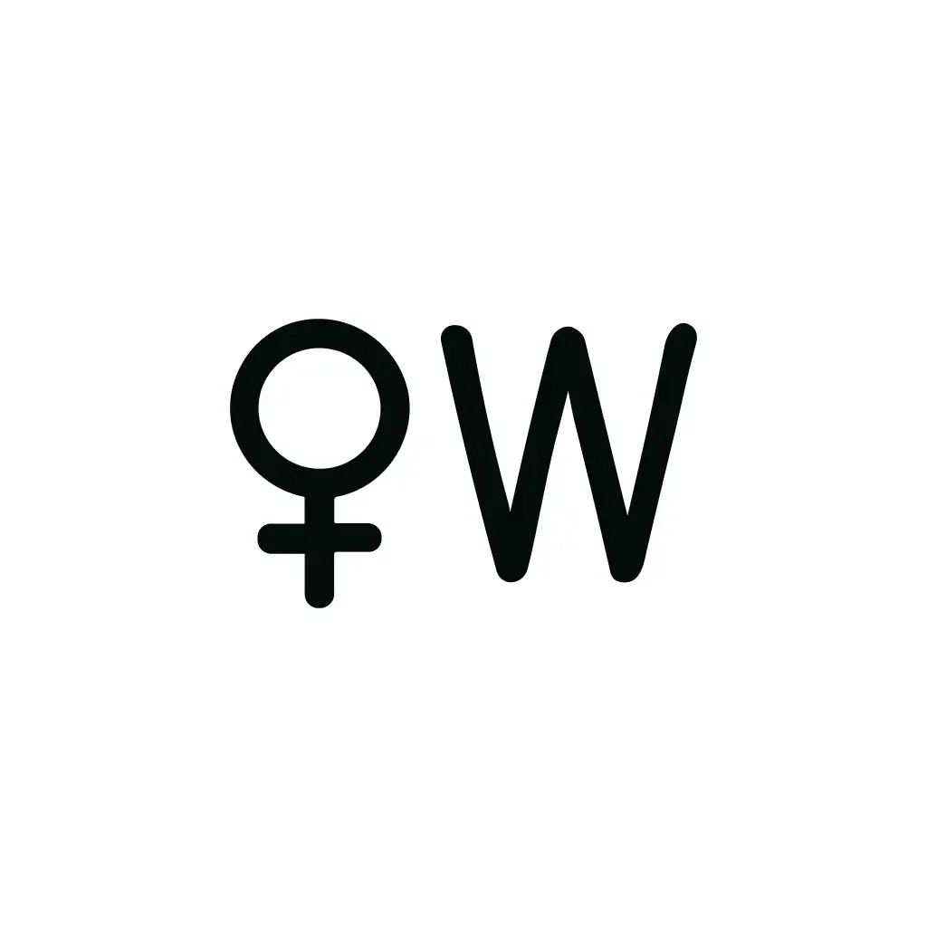 Simple Outline Female Symbol and Letter Initial