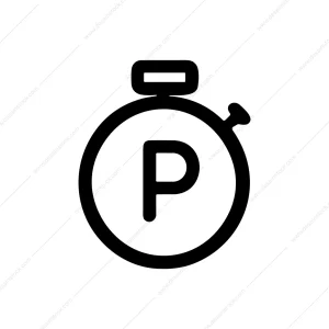 Outline Simple Stopwatch Time Letter P Icon