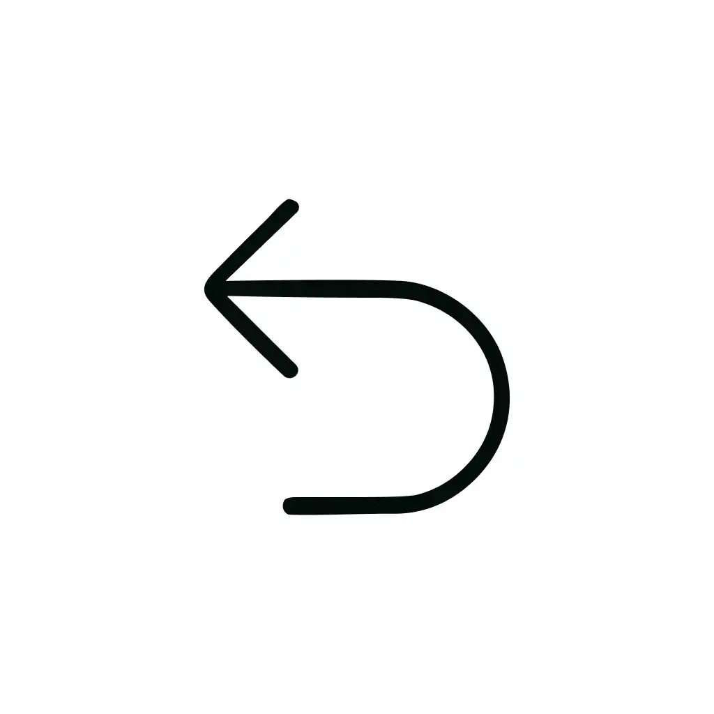 Minimalist Outline Back Curved Arrow Sign Icon Symbol Direction