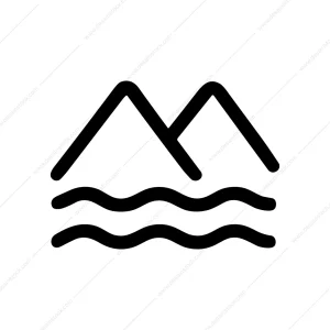 Simple Outline Mountain Wave Landscape Nature Illustration