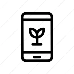 Outline Simple Sprout on Mobile Screen Application Icon