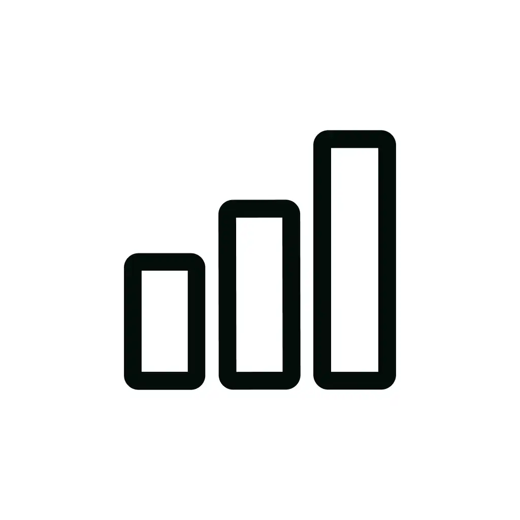 Minimalist Outline Signal Strength Indicator Bar Graph Icon