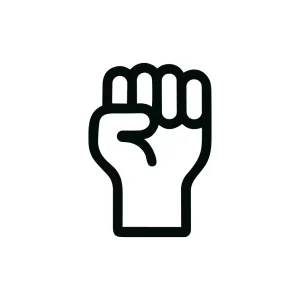 Minimalist Outline Raised Fist Protest Symbol Icon