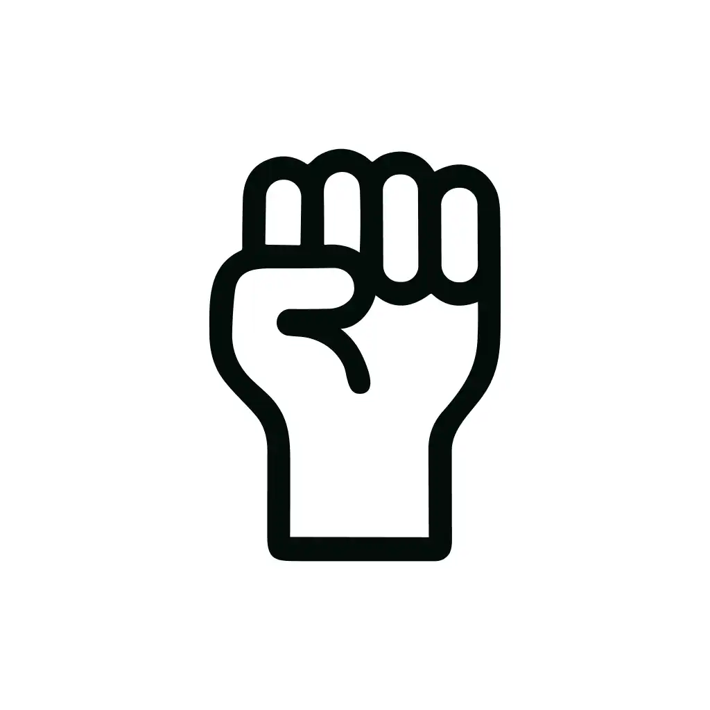 Minimalist Outline Raised Fist Protest Symbol Icon