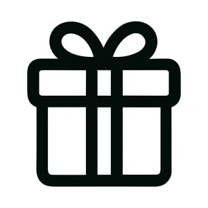 Minimalist Outline Gift Box with Ribbon Bow Icon Symbol Design