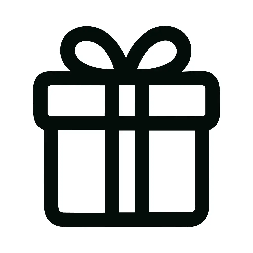 Minimalist Outline Gift Box with Ribbon Bow Icon Symbol Design