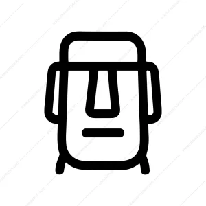 Minimalist Outlined Moai Statue Simple Line Drawing Icon