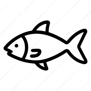 Simple Outline Isolated Fish Drawing Animal Icon