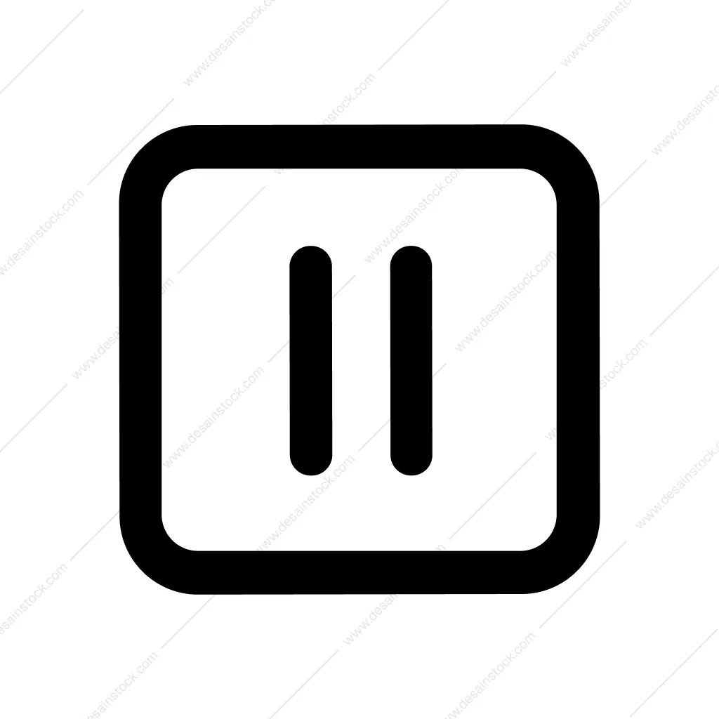 Minimalist Line Square Pause Symbol Sign Icon