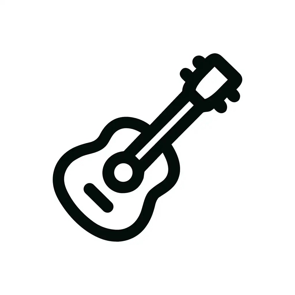 Bold Line Style Acoustic Guitar Musical Instrument Line Art Icon
