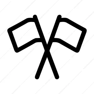 Simple Lineart Crossed Flags Symbol Sign Illustration