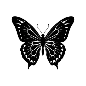 Simple Silhouette Butterfly Insect with Detailed Wings Nature Illustration