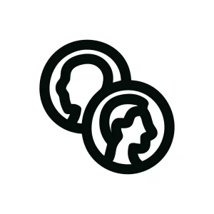Minimalist Outline Person Profile Circle Symbol Collaboration Icon Graphic