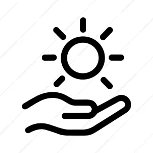 Outline Handdrawn Sun Above Hand Symbol Sign Icon