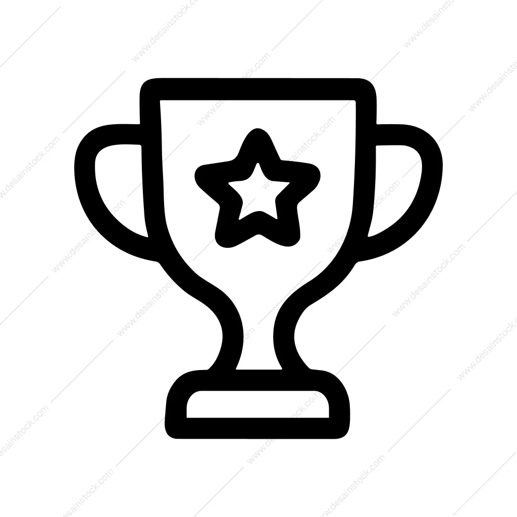 Outline Simple Trophy Star Achievement Reward Line Icon