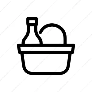 Simple Outline Gift Hamper with Bottle Icon Graphic
