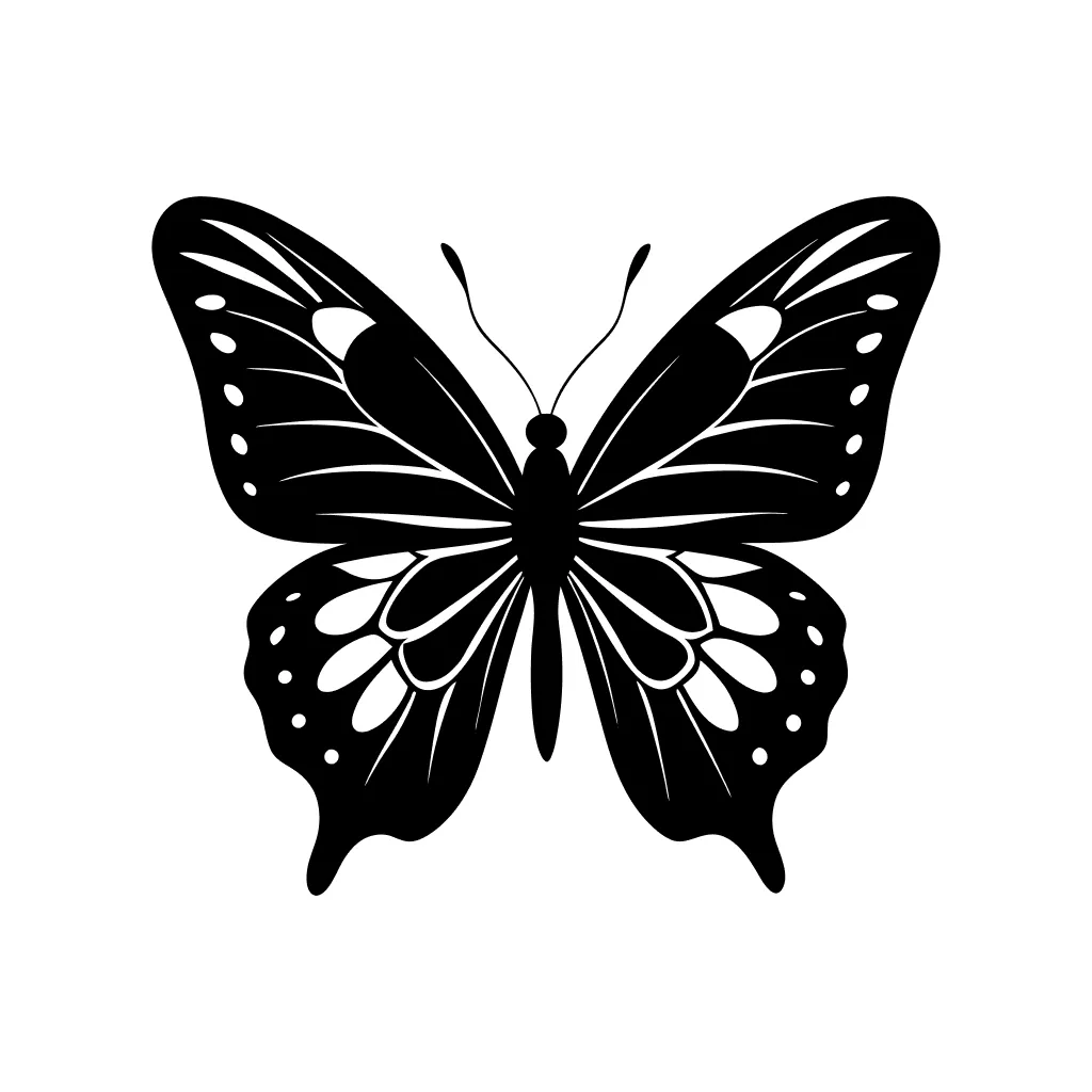 Elegant Black and White Silhouette Butterfly Illustration Graphic Insect