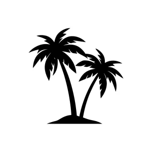 Simple Silhouette Tropical Palm Tree Vacation Island Icon