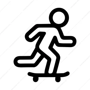 Lineart Simple Skateboarder Stick Figure Outline Sport Icon