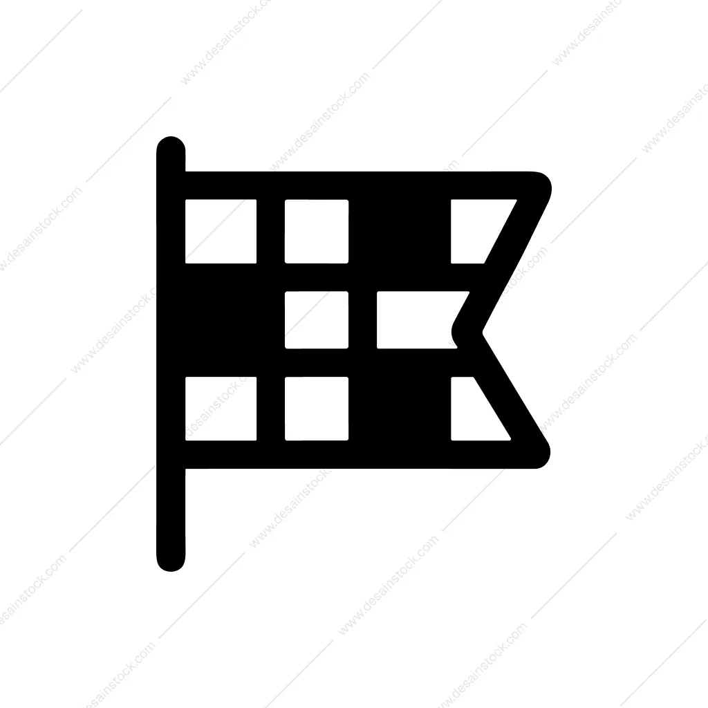 Minimalist Outline Checkered Flag Sign Destination Symbol Icon