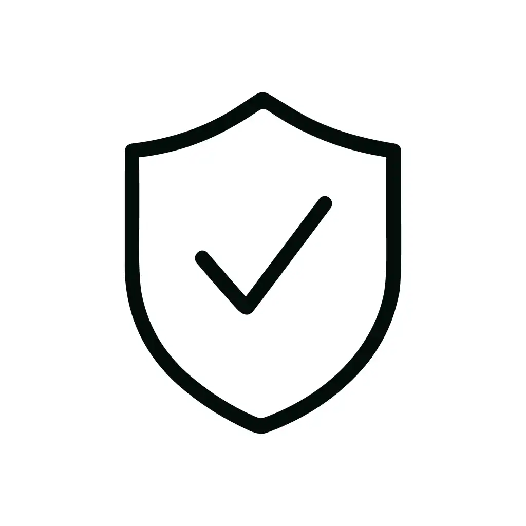 Outline Minimalist Shield Checkmark Approval Symbol Shape Icon
