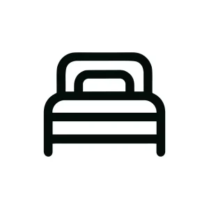 Modern Simple Outline Bed Icon For Hotel Or Room Interior Design
