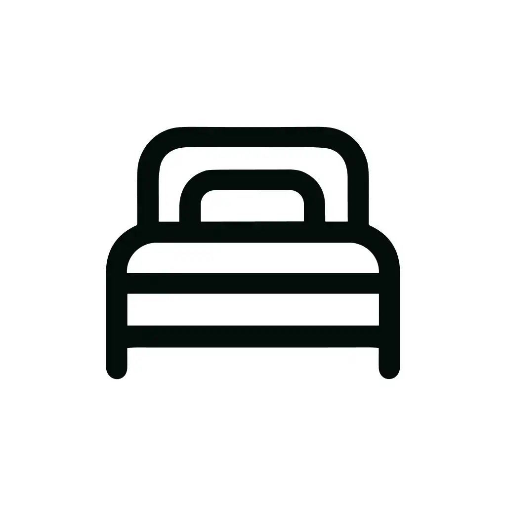 Modern Simple Outline Bed Icon For Hotel Or Room Interior Design