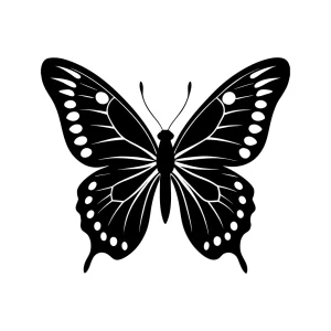 Detailed Monochrome Butterfly Illustration Insect with Elegant Wings Decoration