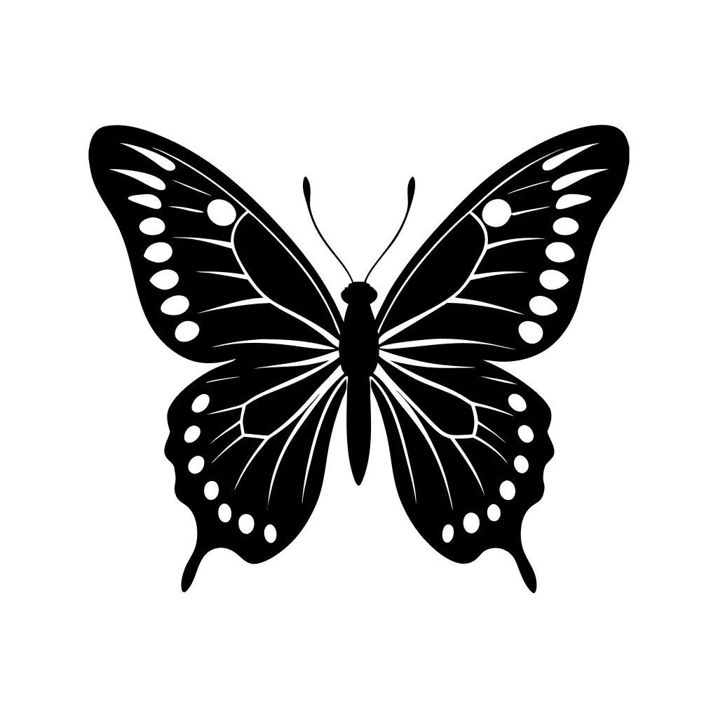 Detailed Monochrome Butterfly Illustration Insect with Elegant Wings Decoration