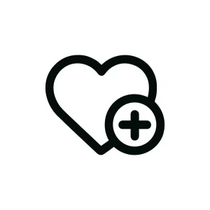 Simple Outline Heart Plus Sign Symbol Icon