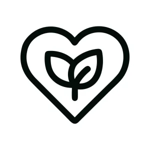 Simple Line Art Heart with Leaf Symbol Sign Icon Graphic