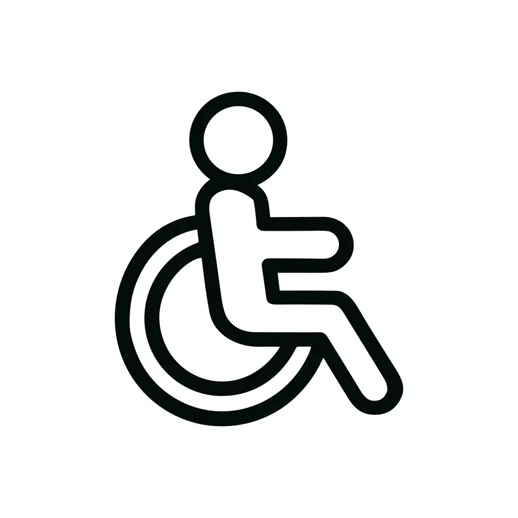 Minimalist Outline Wheelchair Accessibility Symbol Sign Graphic Icon