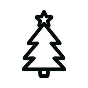 Simple Outline Christmas Tree with Star Icon Holiday Celebration Element