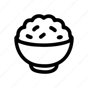 Minimalist Outline Bowl Of Rice Meal Icon