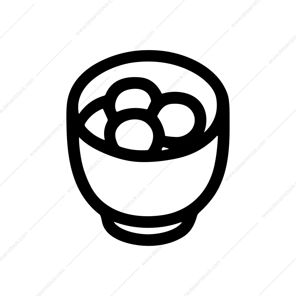 Simple Outline Bowl with Dumplings Asian Cuisine Icon