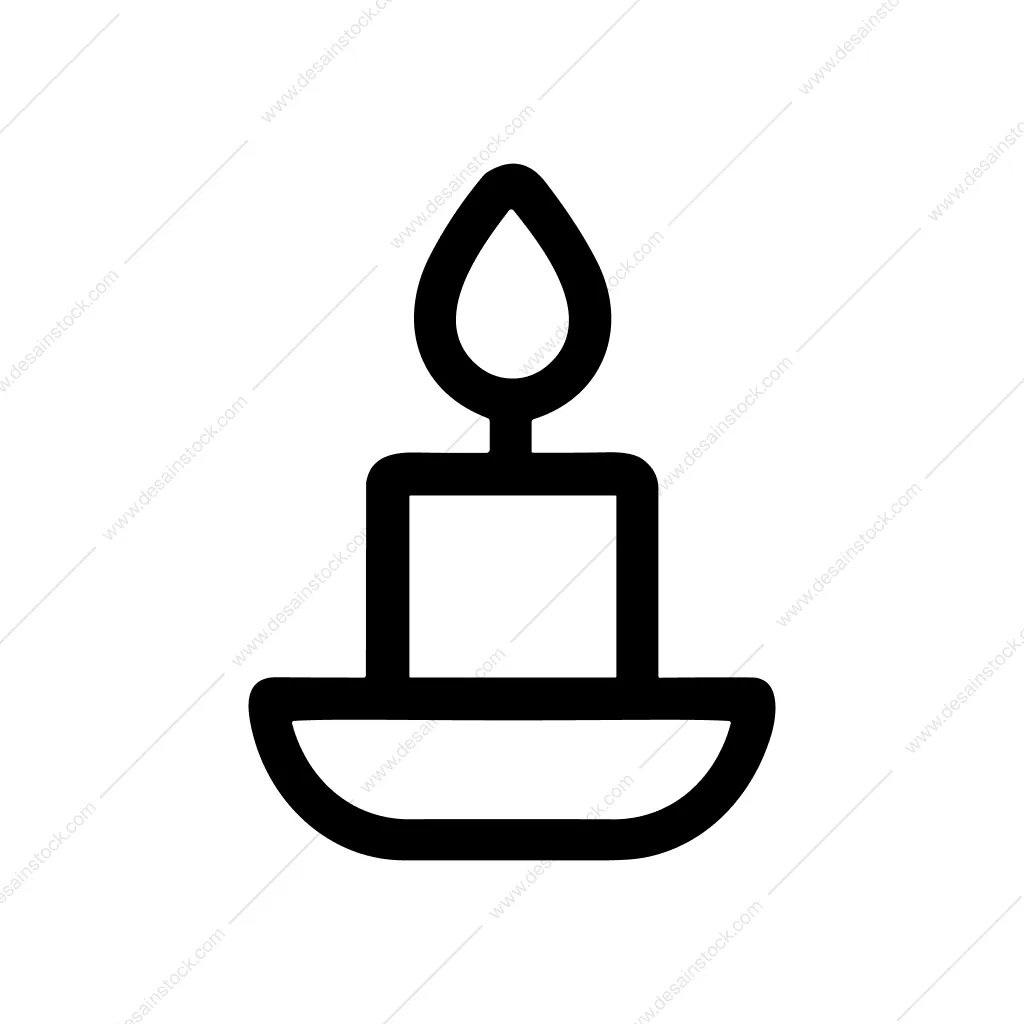 Simple Outline Candle Light Burn Symbol Icon