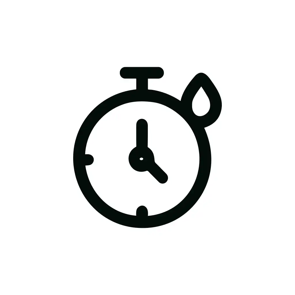 Outline Simple Timer Clock with Water Drop Liquid Minimalist Icon